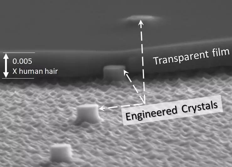An electron microscope image of the novel night-vision film