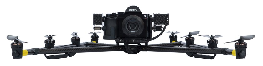 Intel's Falcon 8+ boasts a gimbal that can boost a digital SLR into position for inspections