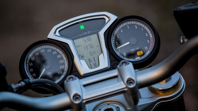 The BMW R nineT's dash (Photo: Loz Blain)