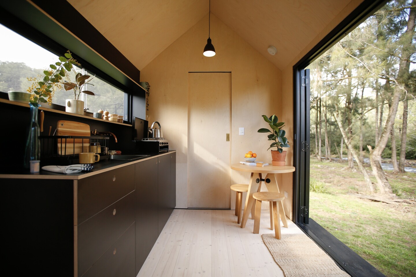 The French doors really open up the Barrington Tops Cabin to the outside