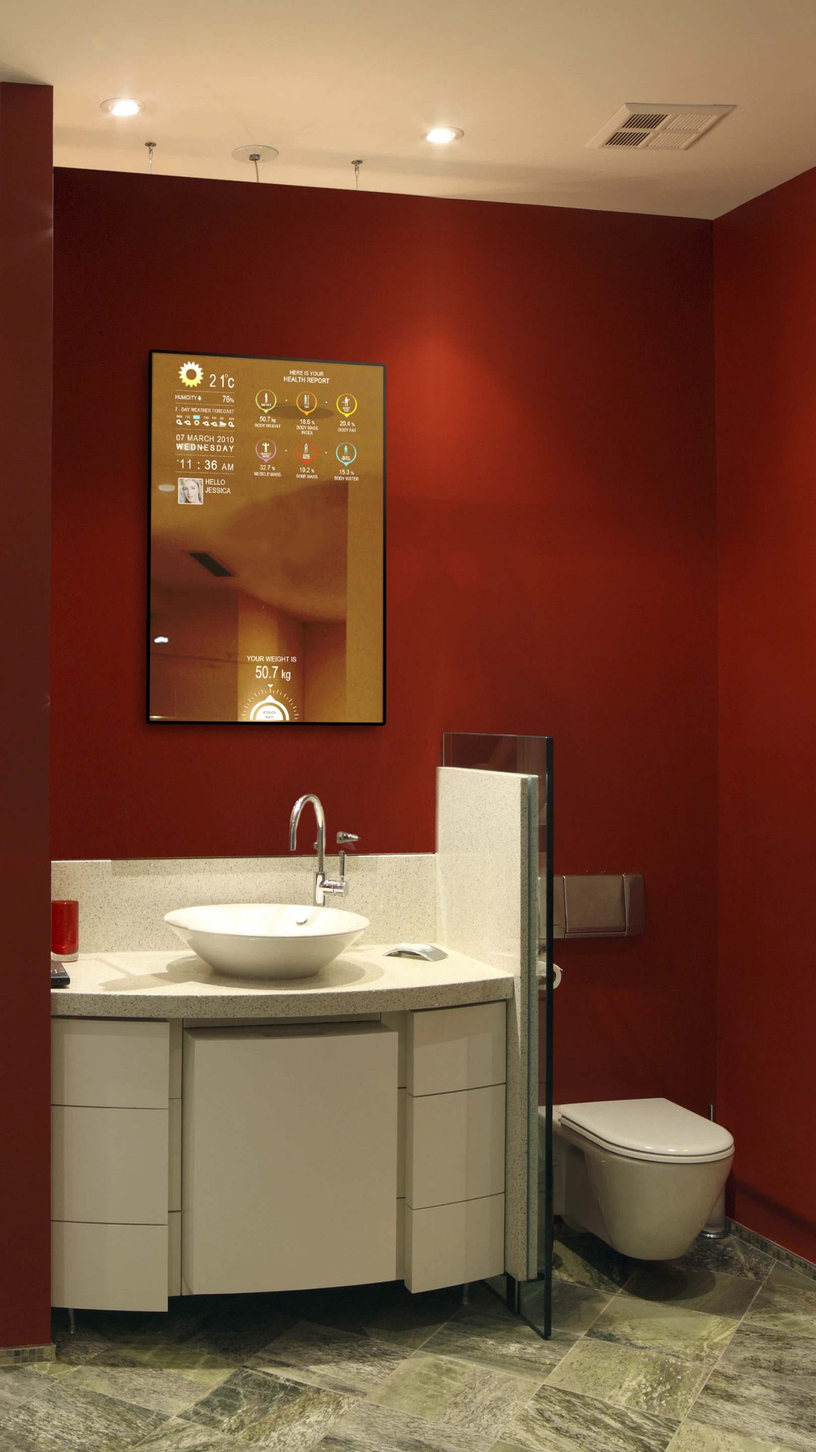 Wireless internet connectivity allows users to keep up to date with online activity without ever leaving the bathroom