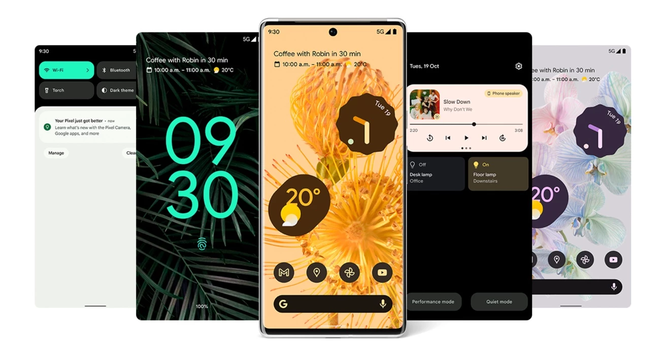 New Material You interface switches icon colors to jive with the background theme