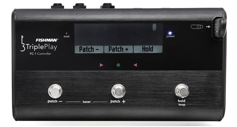 A 192 x 64 backlit graphic LCD display shows selected patches, as well as status info