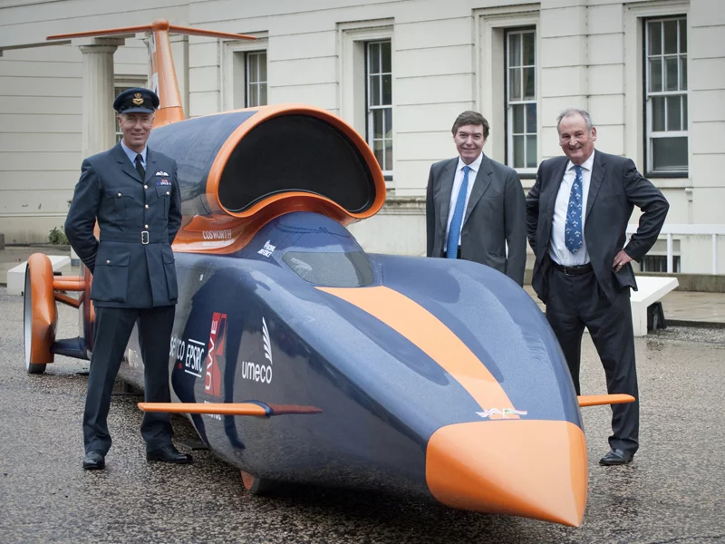 Wing Commander Andy Green, Defence Minister Philip Dunne and Bloodhound Director Richard Noble (Image: Sergeant Adrian Harlen RLC, Crown Copyright/MOD)