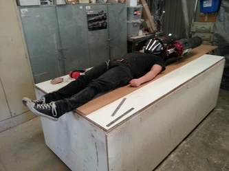 Fellows will ride in the feet first position like typical luge riders ... but there's no word on whether he'll wear Chucks for the run or not (Photo: Daz Fellows)