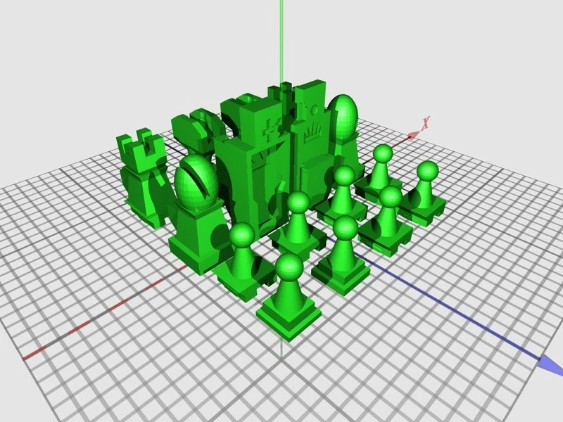 One half of Larson's Action #Chess set, which combines to form a