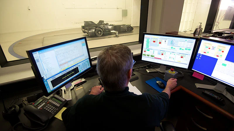 The Nissan Deltawing experimental race car in testing