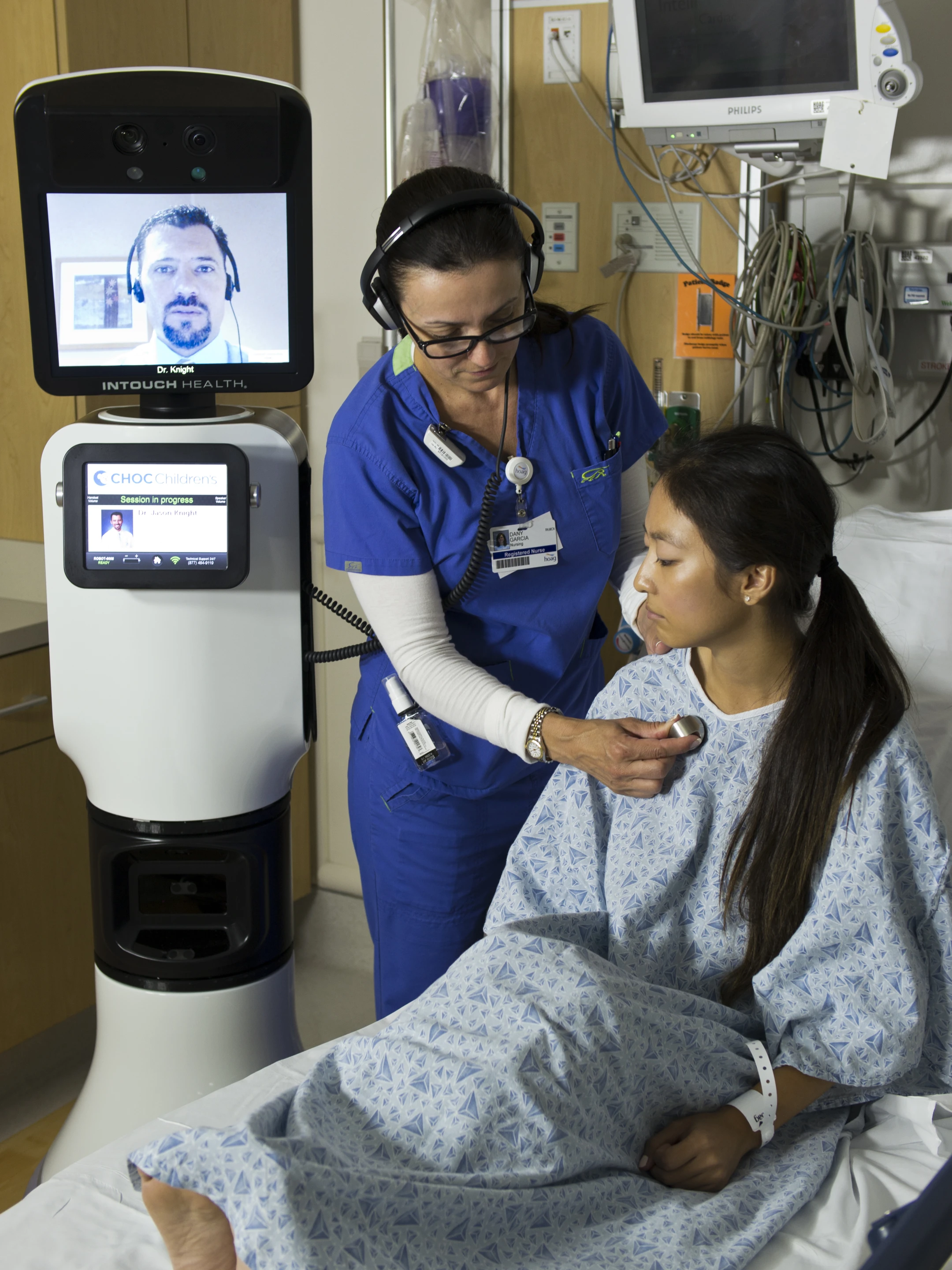 The RP-VITA telepresence robot provides health workers with live patient data