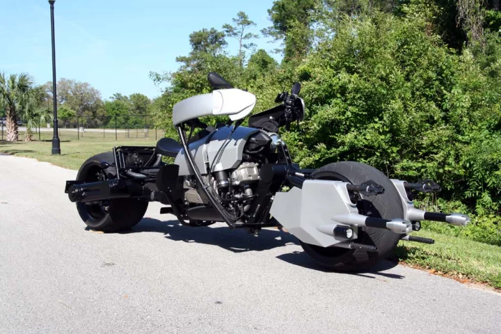 Built by Dave Welch at Chopper City USA, owned by Pankaj Shah, it's a street-legal BatPod. Don't go trying that wall-flip u-turn at home, folks.