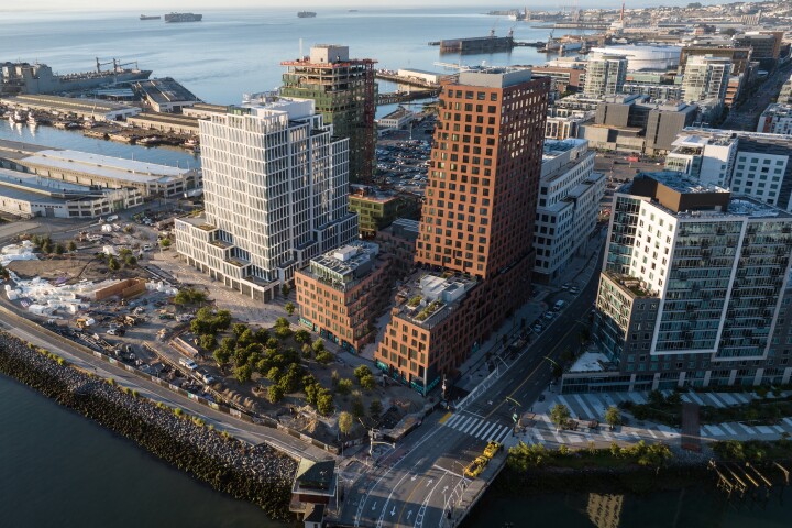 The Canyon is located on San Francisco's waterfront and rises to a maximum height of 240 ft (73 m)