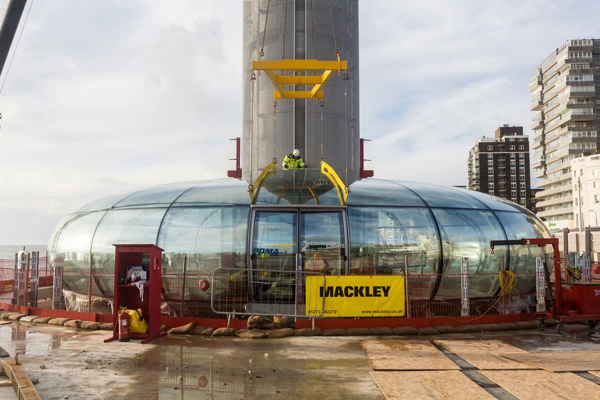 The pod is 4.7 m (15.4 ft) high and 18 m (59.1 ft) wide