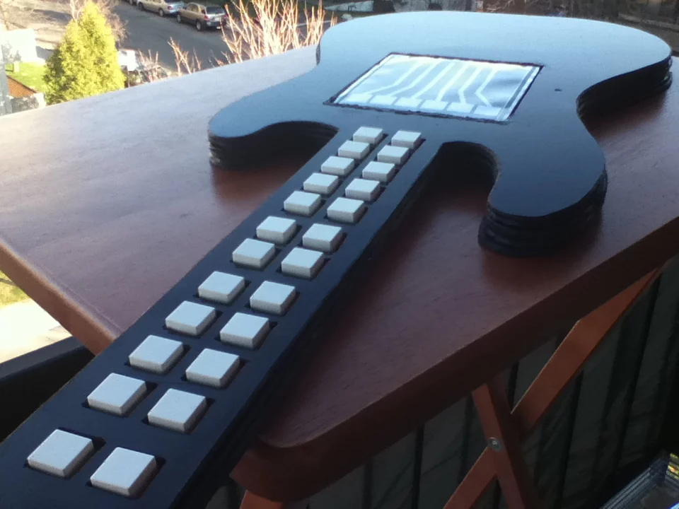 An early - and subsequently abandoned - design which is hollow inside and made up of layers of ABS plastic cut into shape