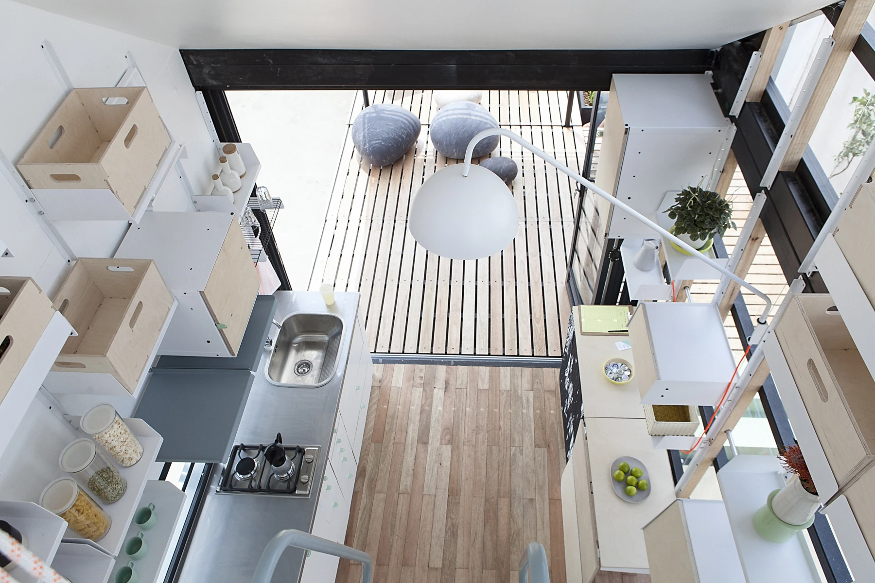 The units are built in Johannesburg, South Africa, and can ship as either a basic shell or outfitted with kitchen appliances, folding furniture, and storage solutions to suit (Image: Brett Rubin)