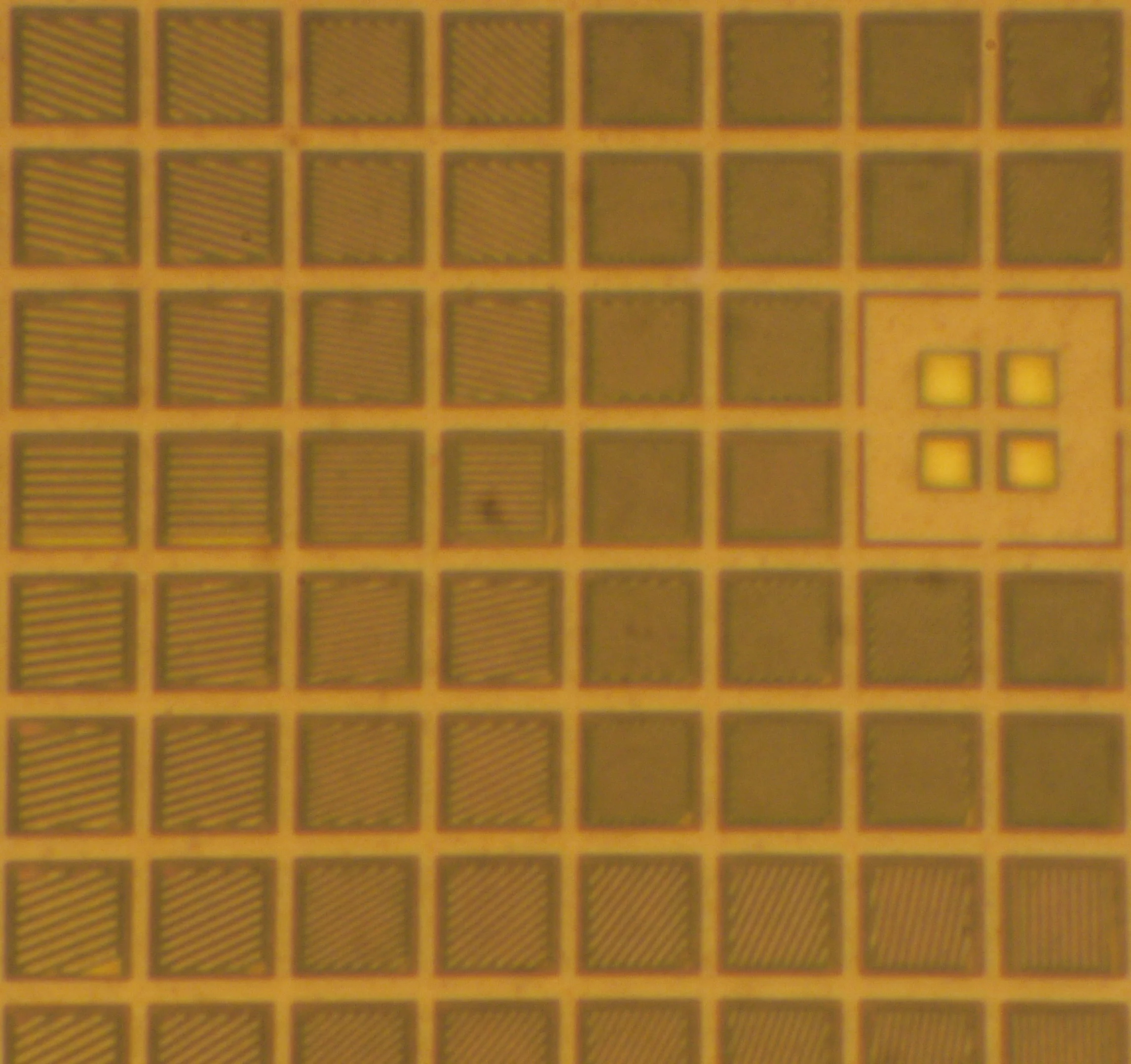 The left-center of a PFCA - note how each pixel has a unique set of optical gratings that radiate outwards from the middle (Photo: Patrick Gill)