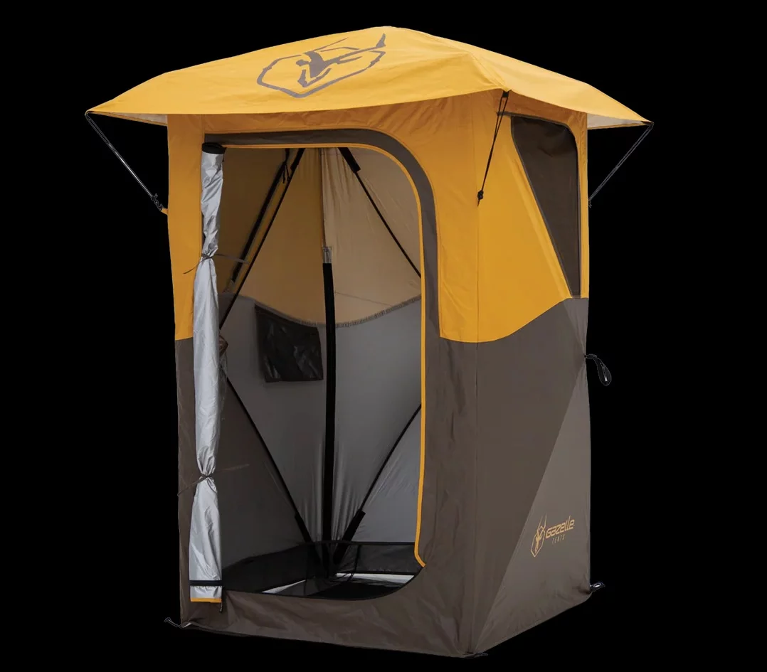 The Privacy Tent features a large entry door for easy access