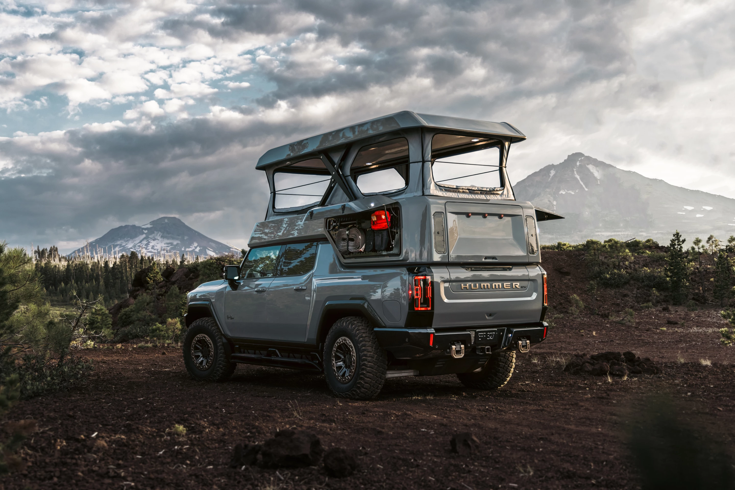 EarthCruiser's high-popping roof offers over 6.5 feet of standing height at the rear entry