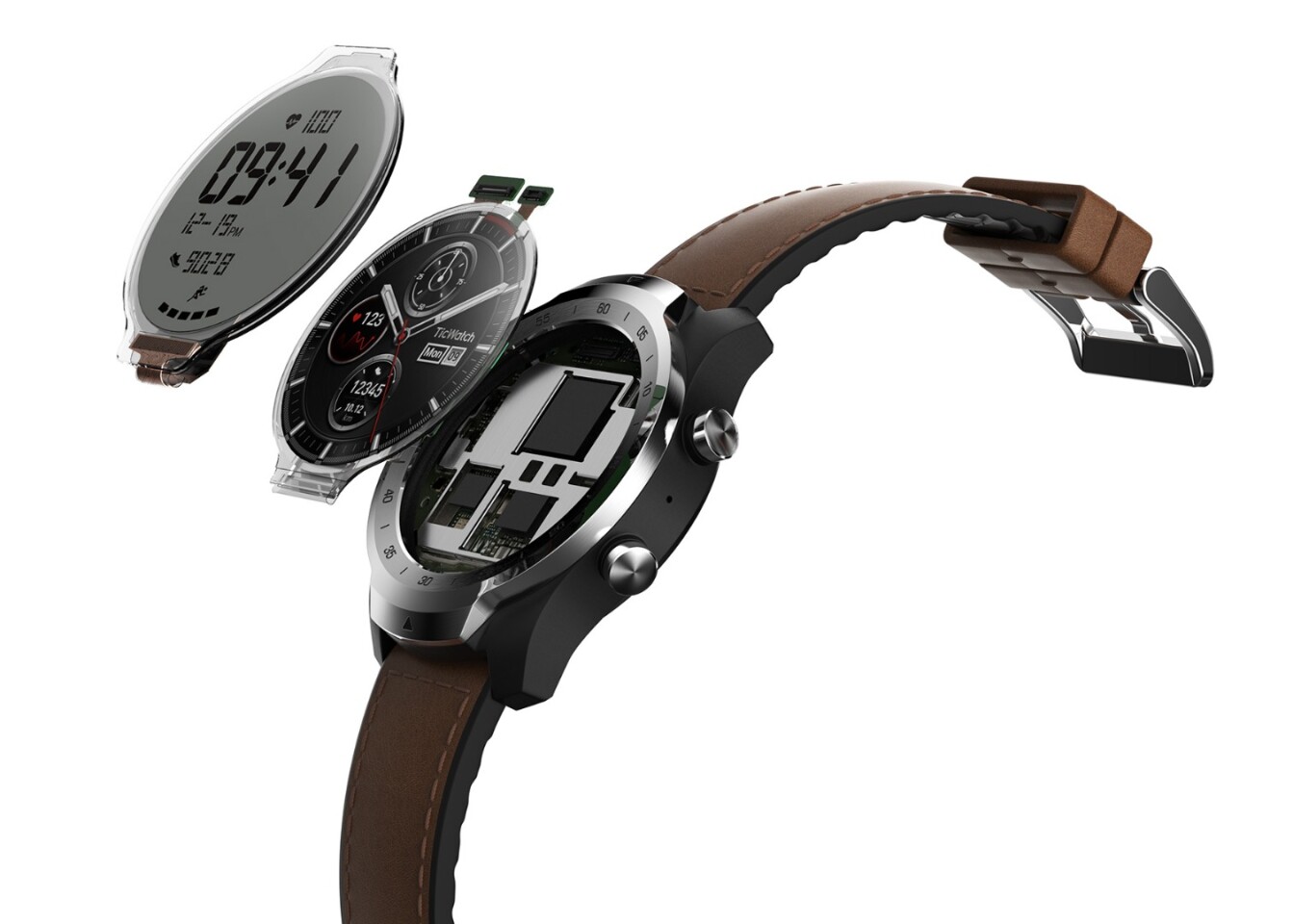 The unique dual-layer system of the Ticwatch Pro gives you the option of a low-power screen