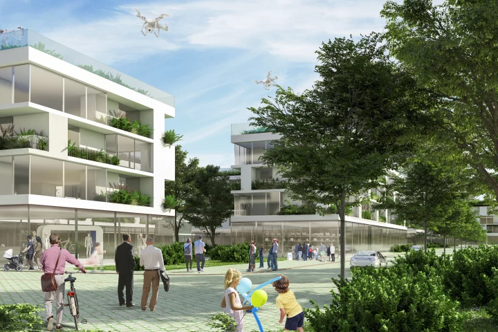 Tirana Riverside's housing will feature green roofs and greenery-covered balconies