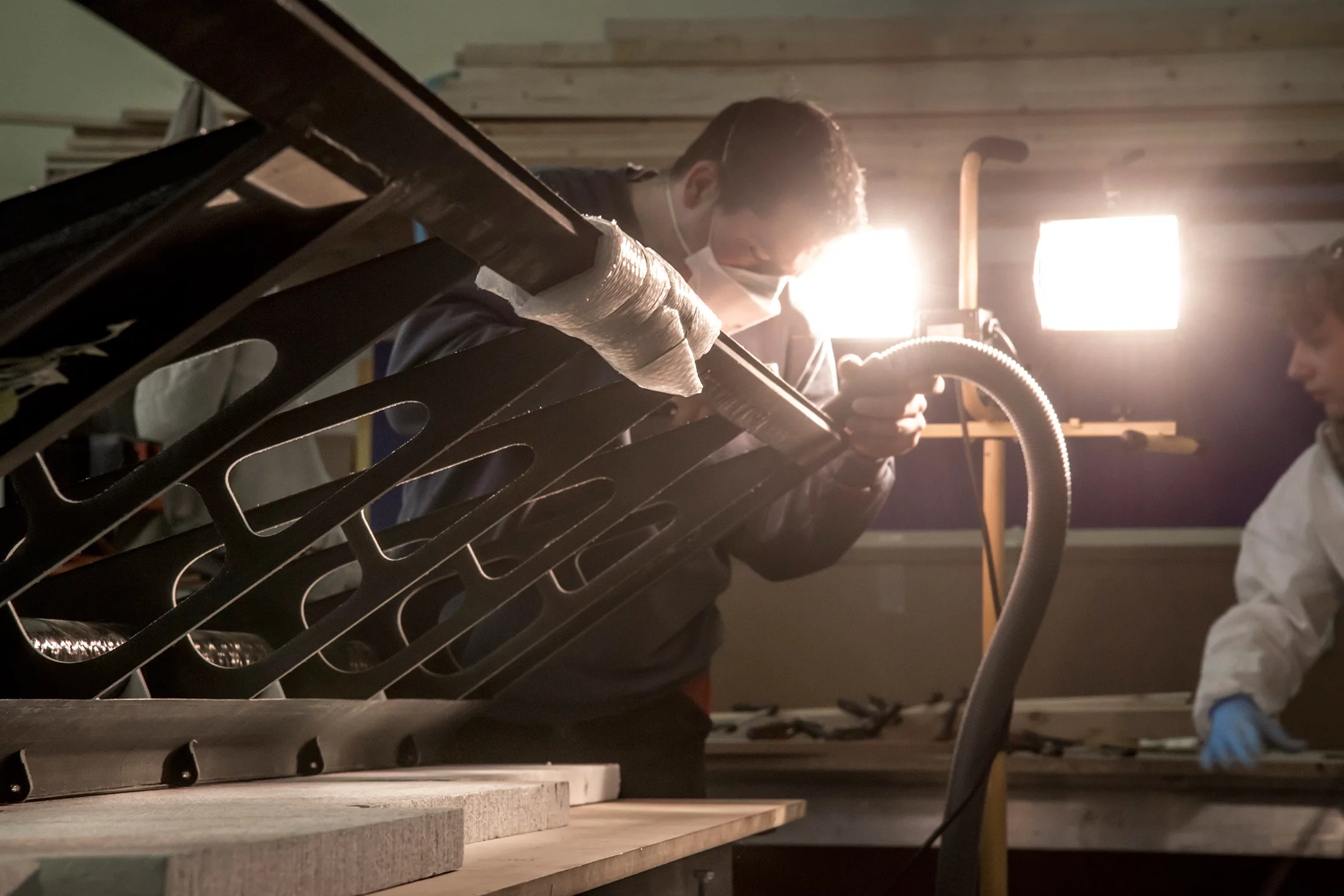 Working on the wing supports