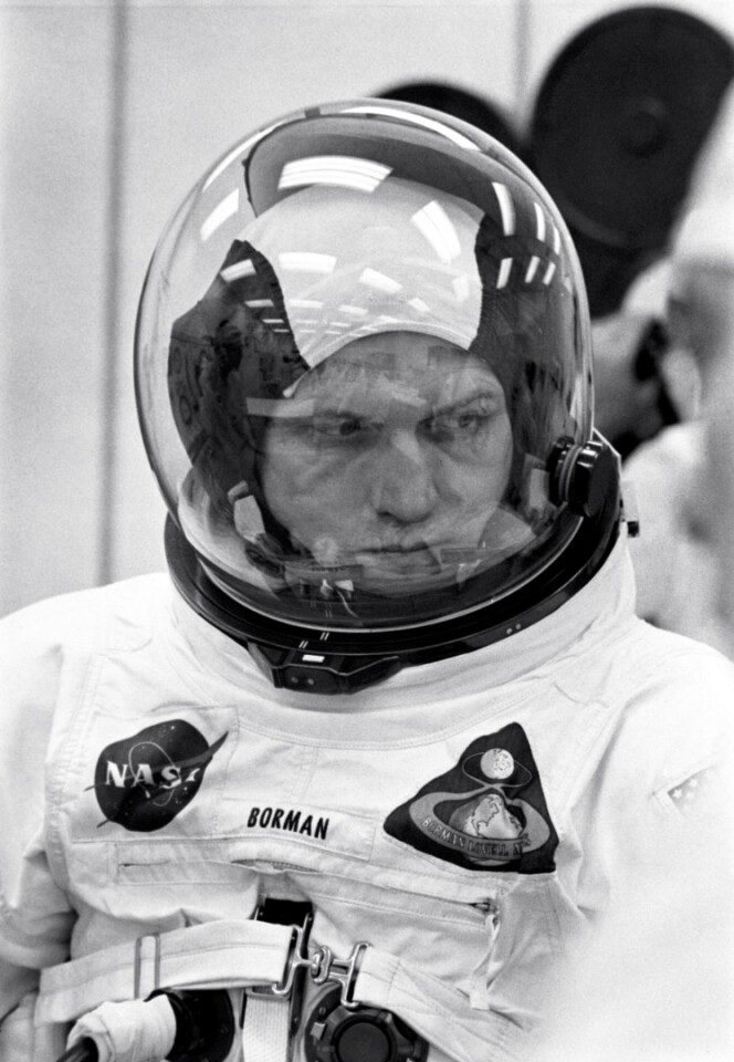 Commander Frank Borman suited up