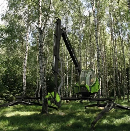 Making strides: this concept tree harvester can take 8-meter steps and functions on marshy ground and inclines of up to 36 percent