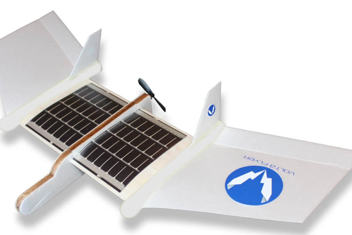 The Volta Flyer toy airplane is powered by the sun