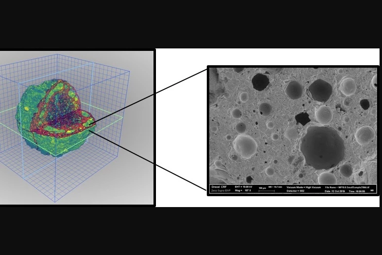 A microscope image of one of the porous SPoRA spheres