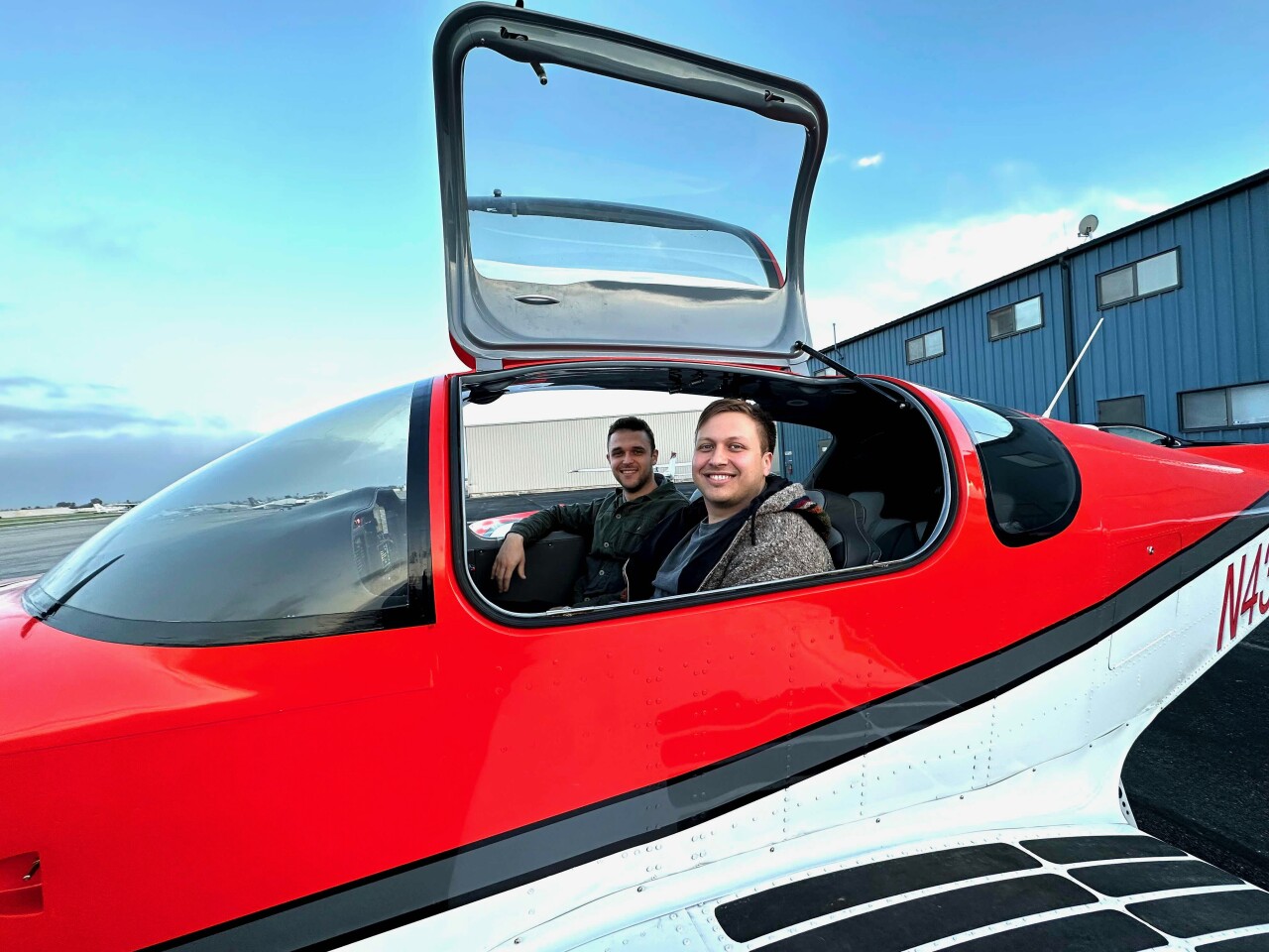 Nikita Ermoshkin and Soren Rademacher in the prototype's cockpit
