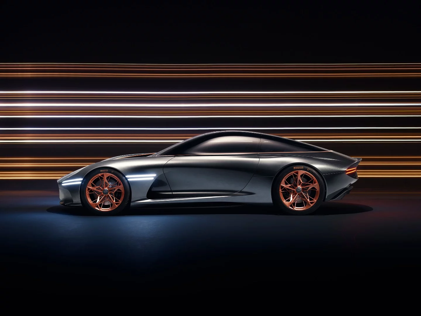 The Genesis Essentia shows off its sleek, sporty silhouette