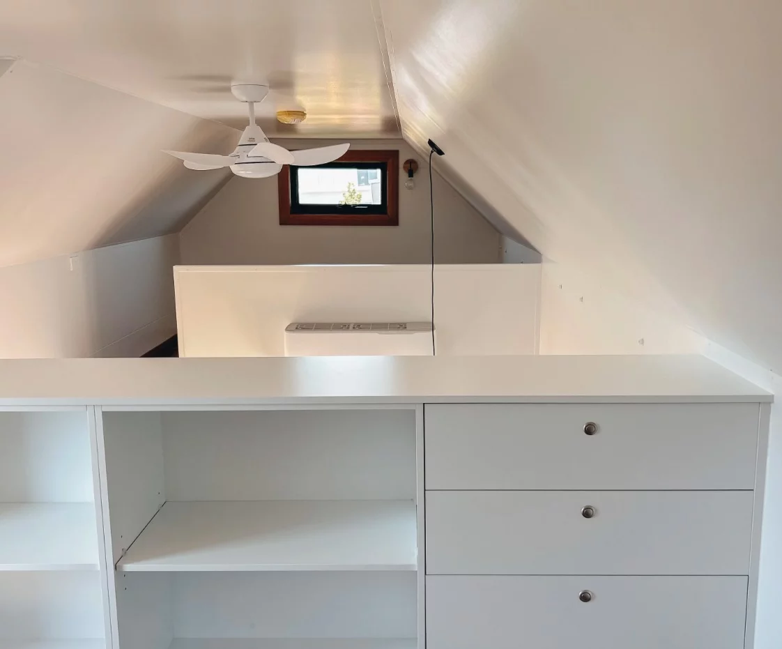 The Joely's upstairs bedrooms are lofts and have low ceilings