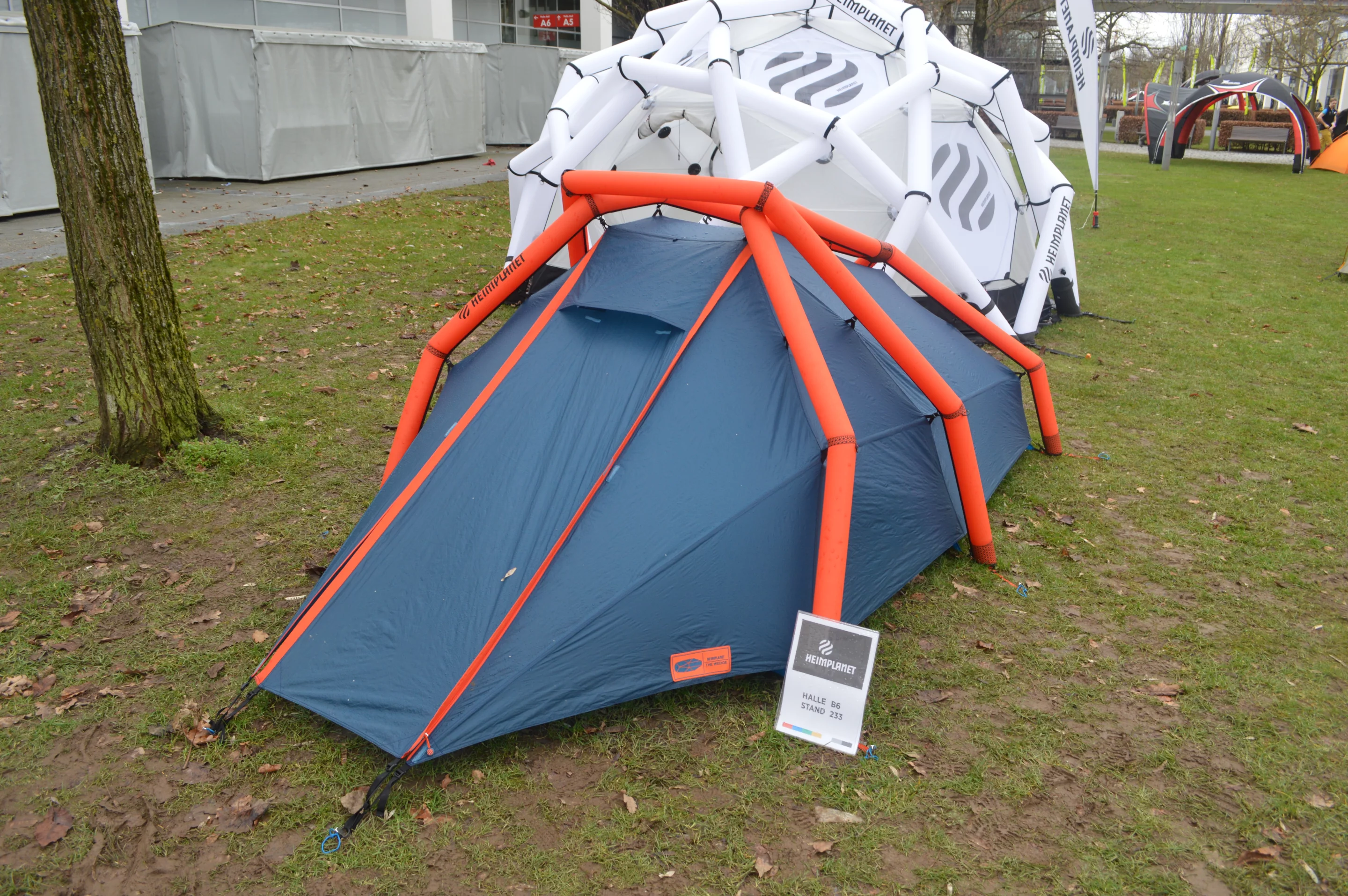 The insect-like inflatable frame provides quick set-up