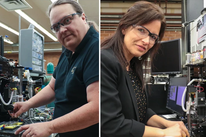 Catalysis expert Richard Blair, left, and nanotechnologist Laurene Tetard, both from UCF, have teamed up on some exciting new photocatalysis discoveries