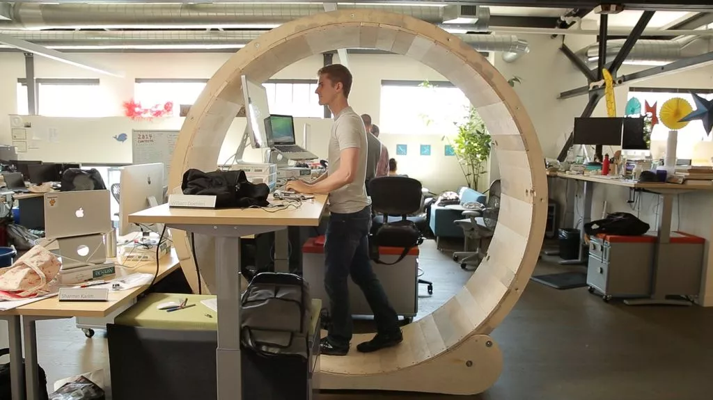 Robb Godshaw's Hamster Wheel Standing Desk is a new take on exercising at the office