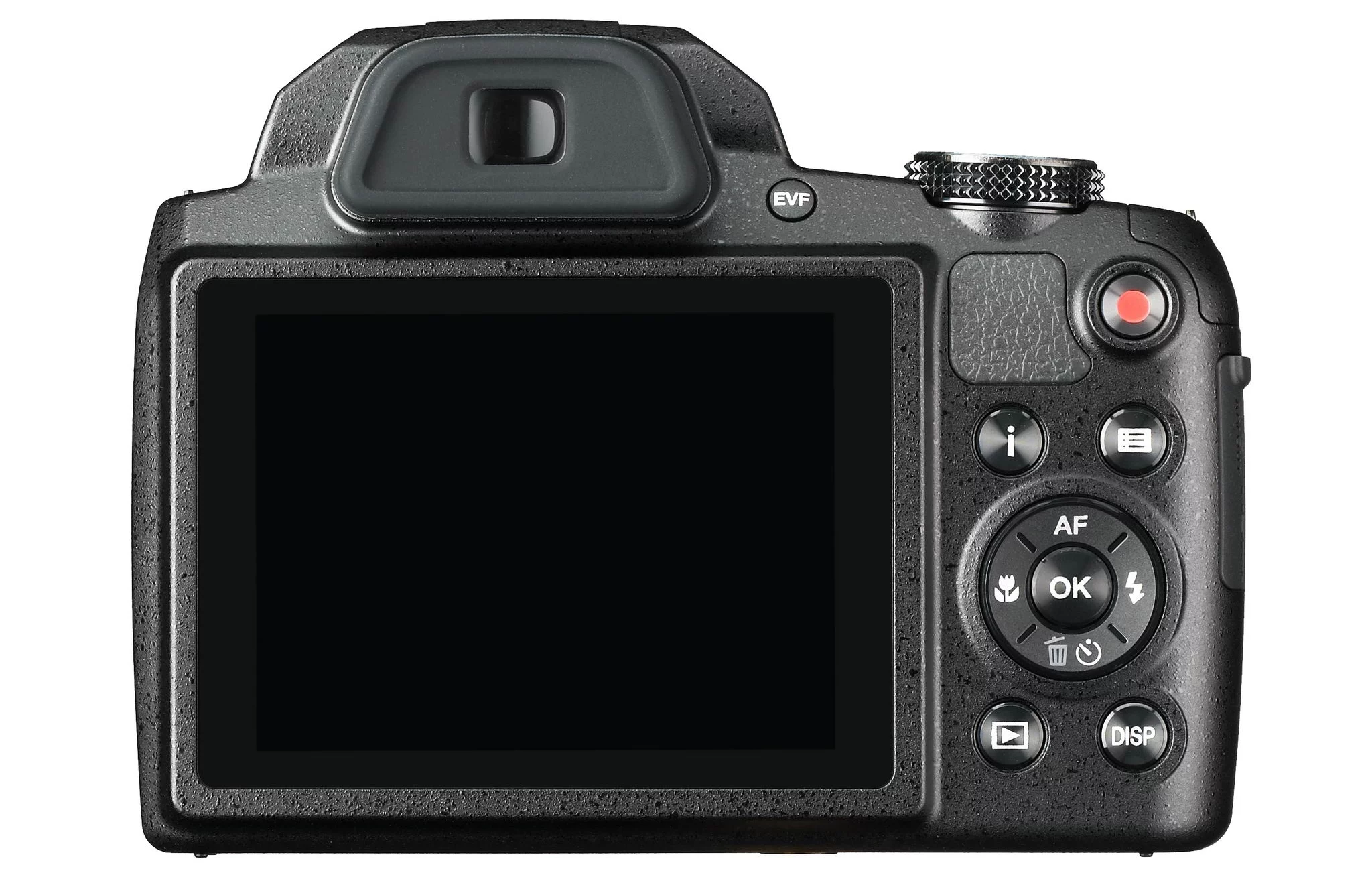 The rear three-inch LCD monitor on the Pentax XG-1 has just 460K dots, and the electronic viewfinder 200K dots