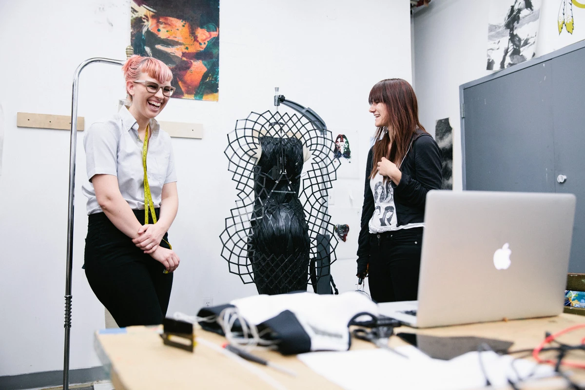 Becca McCharen (left), CEO of architectural sportswear label Chromat which is responsible for the Chromat Adrenaline Dress