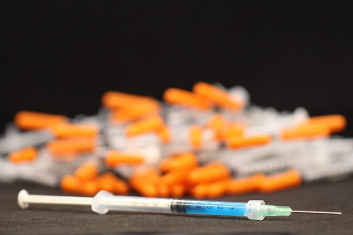 Stanford's new hydrogel, loaded with diabetes-controlling drugs, inside a syringe ready for injection