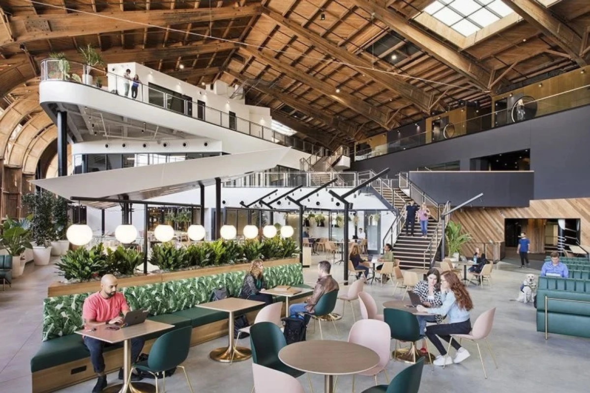 The Google Spruce Goose Hangar has a total floorspace of 450,000 sq ft (41,800 sq m), spread over four floors