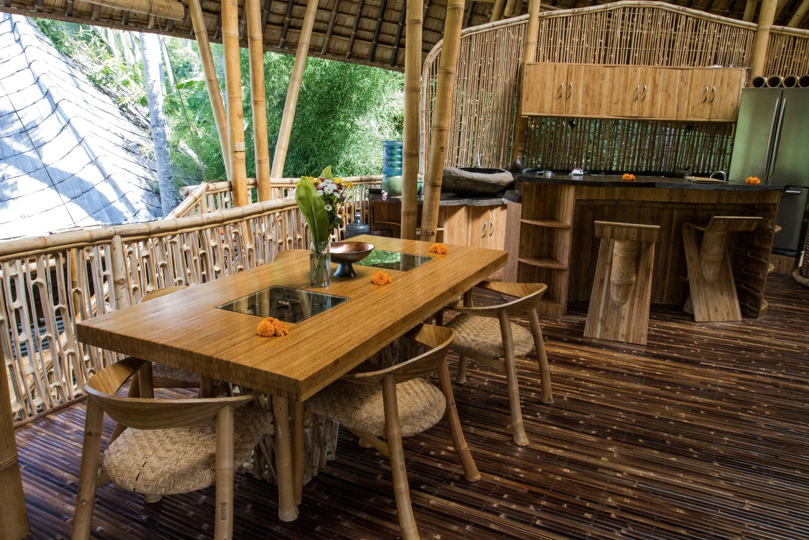 The living area at the Green Village's Temple House