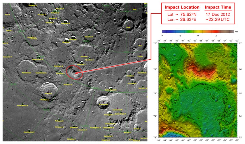 Impact zone of the GRAIL spacecraft (Image: NASA/GSFC)