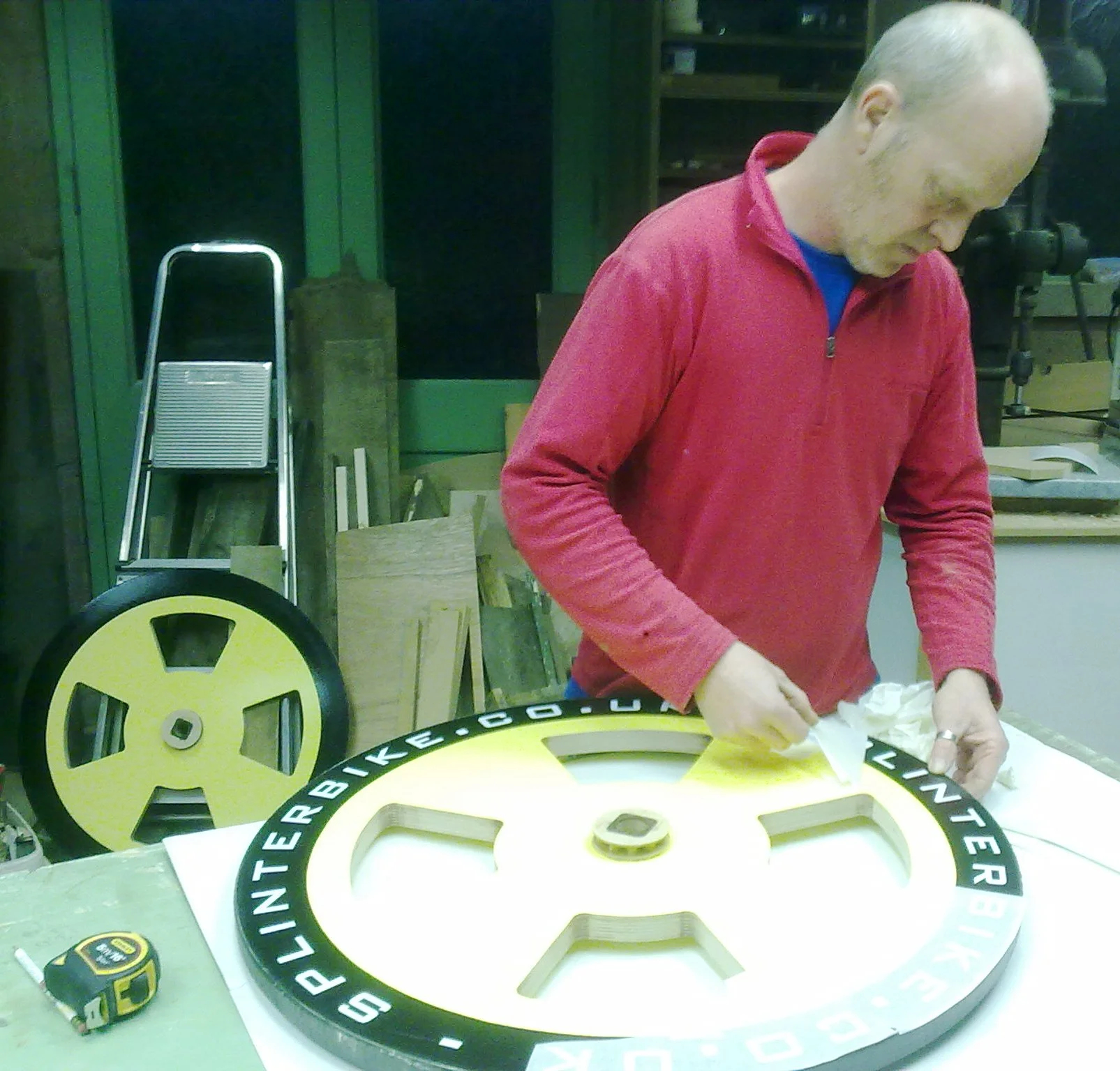 Thompson adding the all-important branding to the wheels