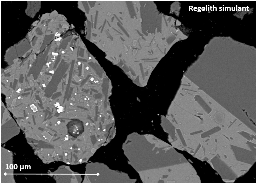 A microscopic image of simulated moondust (lunar regolith)