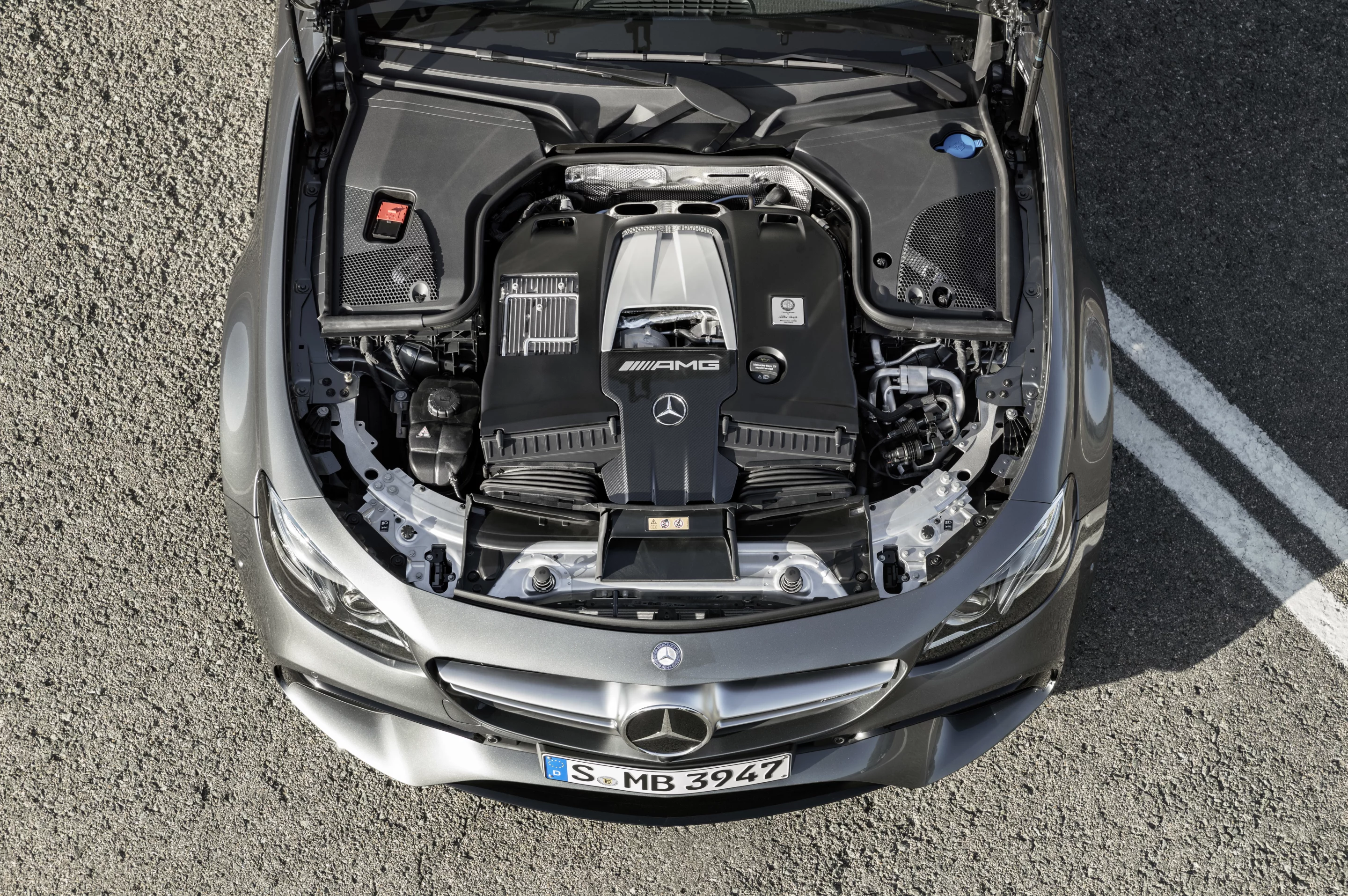 The V8 driving the new E63 AMG makes more than 600 hp in top spec