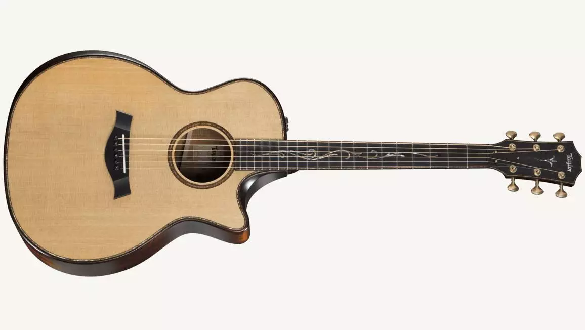 The Builder's Edition K14ce V-Class guitar from Taylor has a torrefied Sitka spruce soundboard.