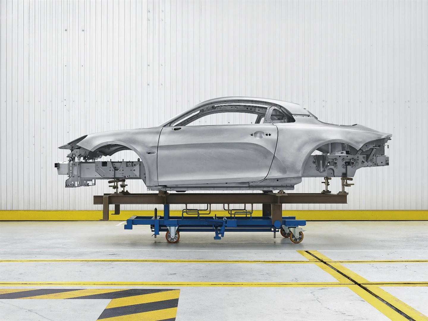 The aluminum chassis of the Alpine A110