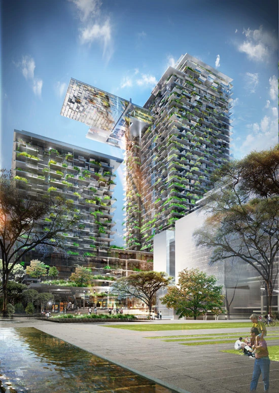 The frame will be the base of an outdoor sky garden, and the heliostat it will use an assemblage of motorized mirrors to capture sunlight and directs rays down onto gardens all year round (Image: Central Park)