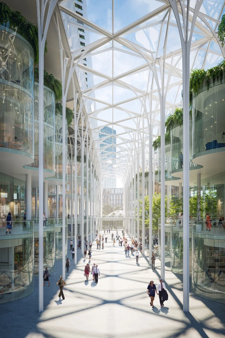 Peninsula Place will total 1.4 million sq ft (130,064 sq m) of floorspace and include a new tube and bus station, theater, cinema and performance venue, in addition to a number of bars and shops