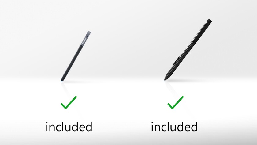 Both devices incorporate styluses