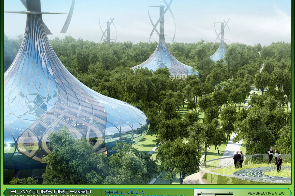 The Flavours concept is made up of three types of villa design within the settlement: the Mobius Villa, the Mountain Villa, and the Shell Villa (Image: Vincent Callebaut Architectures)
