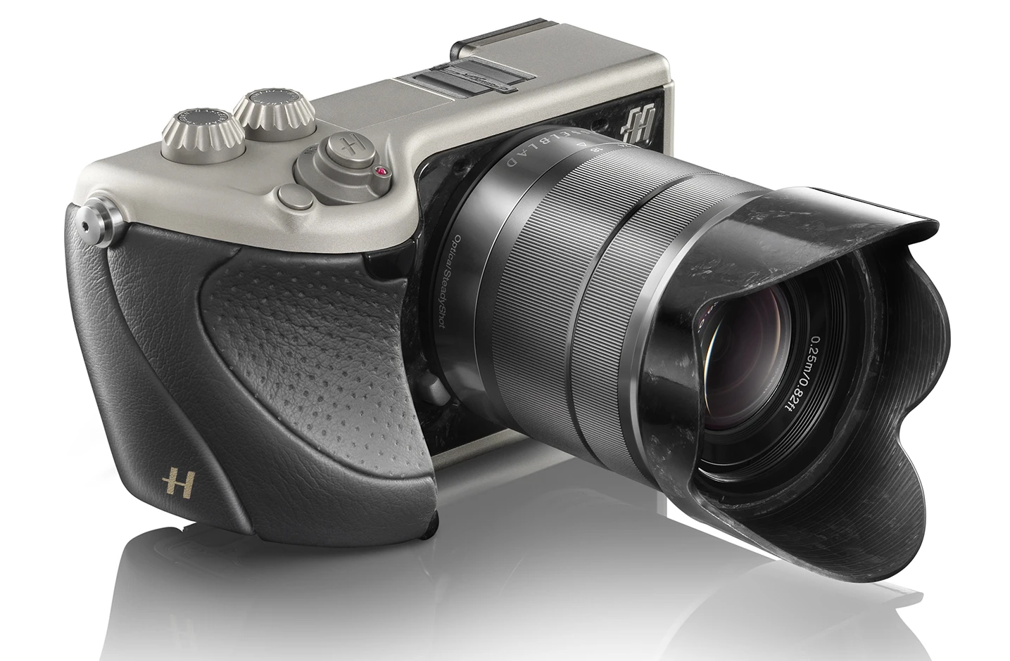 The Hasselblad Lunar collection includes a model with a black leather grip