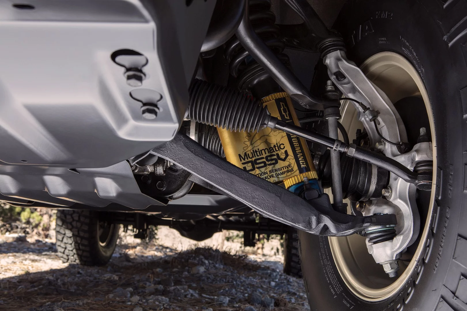 The centerpiece of the ZR2, the Multimatic DSSV shocks, get a special tune in the ZR2 AEV